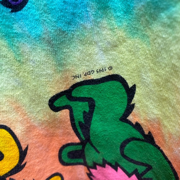 Vintage 90’s Liquid Blue Grateful Dead Spiral Bears Tie-Dye Long-Sleeve T-Shirt - Picture 2 of 4